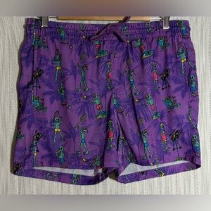 Vibrant Purple Graphic Men's Swim Trunks
